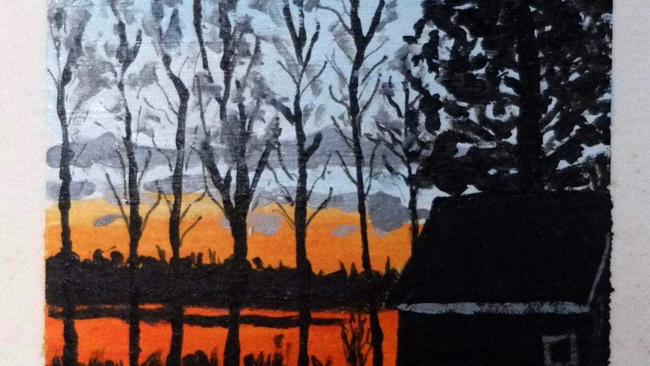 Puisi Jakarta Malam Hari karya Alex R. Nainggolan. Ilustrasi: Anis Mashlihatin, acrylic on paper