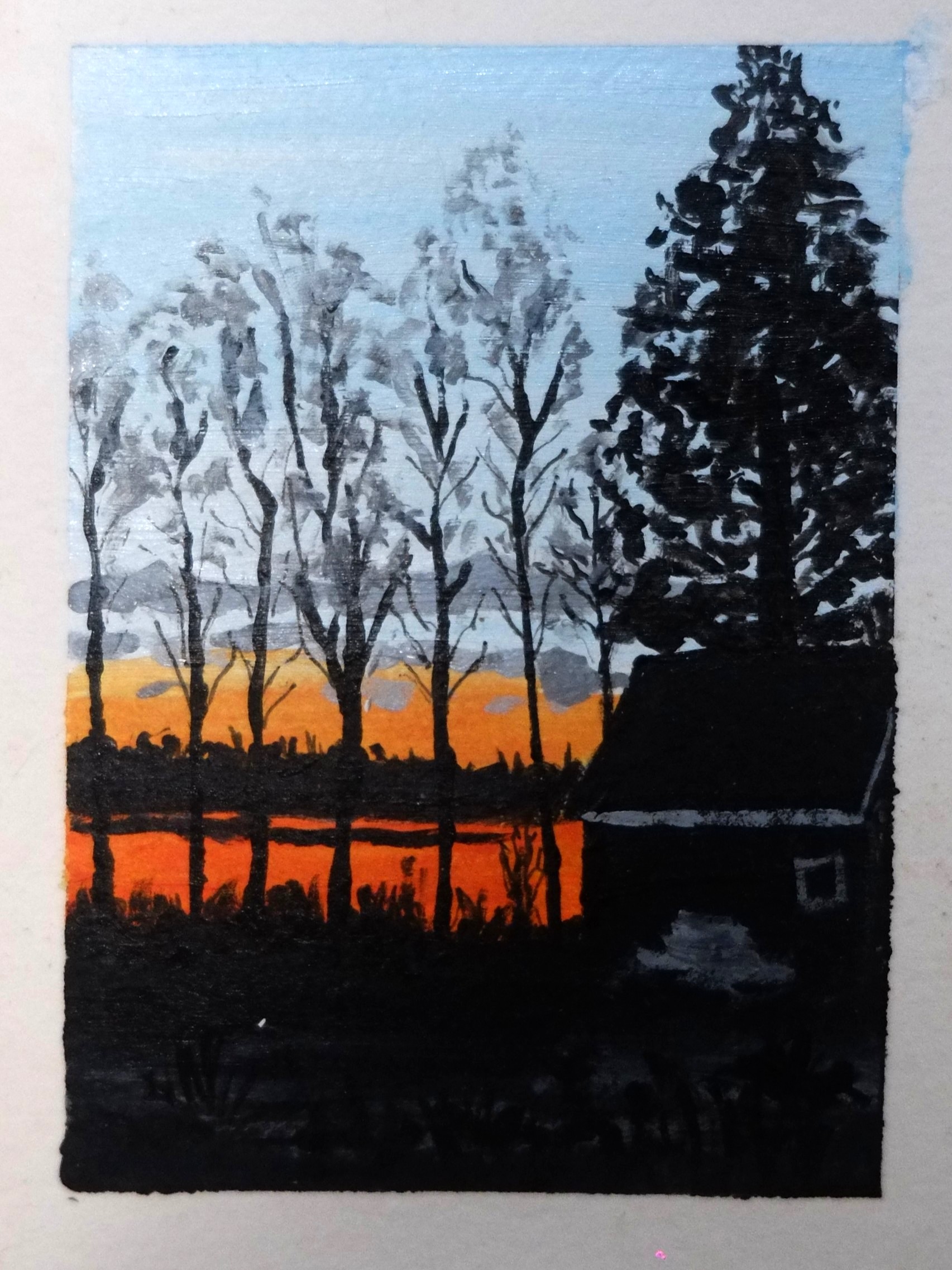 Puisi Jakarta Malam Hari karya Alex R. Nainggolan. Ilustrasi: Anis Mashlihatin, acrylic on paper